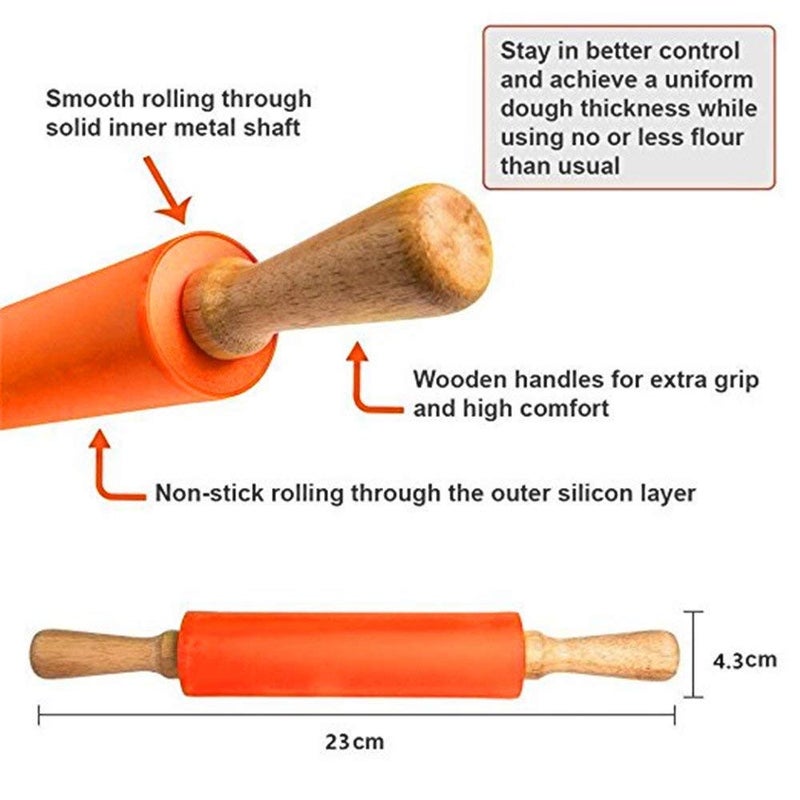 Koogel 9 Inch Mini Rolling Pin, 2 PCS Wooden Handle Rolling Pin for Kids Dough Rollers for Baking Supplies Home Kitchen - Image 3